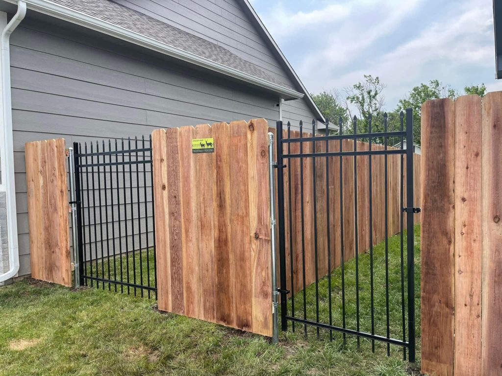 Wooden fence with metal gate